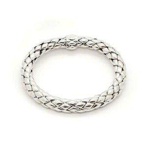 18k WG Woven Mesh Stretch Elastic Bracelet 8"